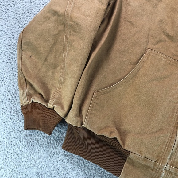 Vintage Carhartt Jacket Mens Large Brown J131 Canvas Hooded Workwear Made In USA - Picture 3 of 12